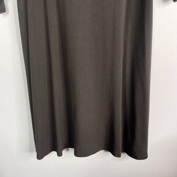 Eileen Fisher Small S Gray Knit Jersey Short Sleeve Tunic Dress Top Scoop Neck - Picture 4 of 8
